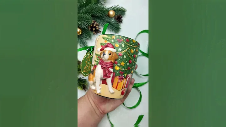 Новогодняя собачка #полимернаяглина #diy #творчество #новогоднийдекор #собака #бигль #лепка #fimo